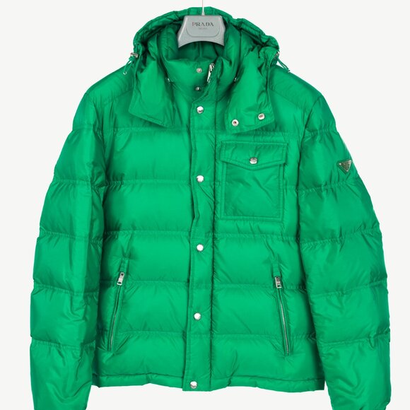 Prada Green Nylon Hooded Puffer Jacket - Picture 1 of 14